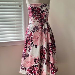 WHBM fit and flare strapless dress